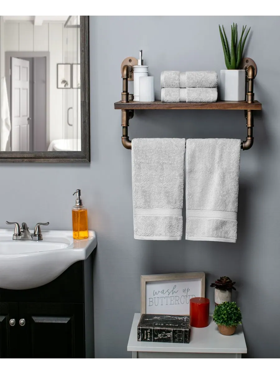 Набор из 4 полотенец для рук из 100% египетского хлопка Superior, Silver, Hand Towels — изображение 6 из 7, серебряный
