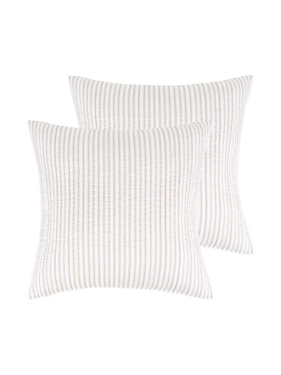 Комплект из двух наволочек Tobago Stripe, европейский стиль Levtex, Taupe, European Sham Set — изображение 1 из 3, тауп