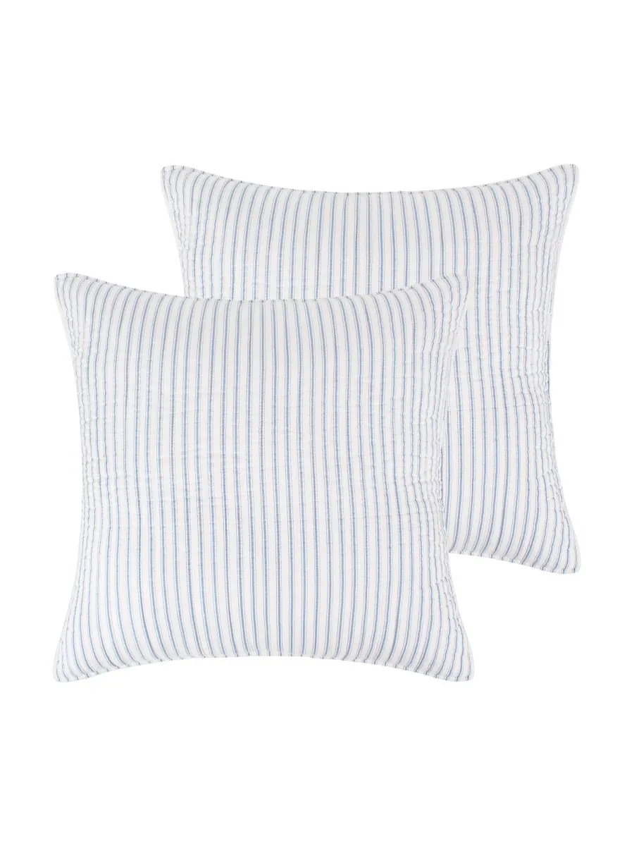 Комплект из двух наволочек Tobago Stripe, европейский стиль Levtex, Blue, European Sham Set