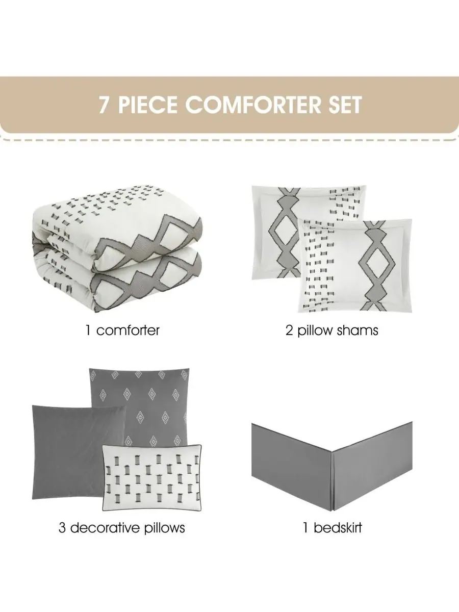 Комплект постельного белья Sanissa Geometric из 7 предметов, размер California King Stratford Park — изображение 7 из 10