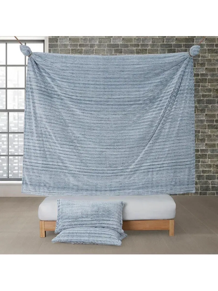 Комплект стеганого одеяла с плюшем, Oversized Comforter Set Coma Inducer — изображение 5 из 6, темно-синий