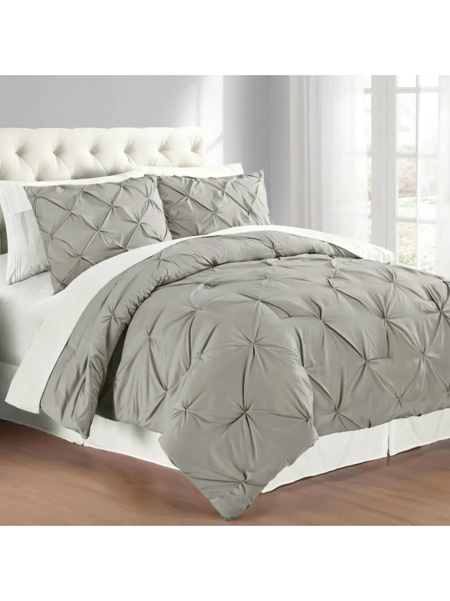 Комплект постельного белья Premium Collection Pintuck, 2 предмета, размер Twin Cathay Home Inc. — изображение 1 из 1, серый