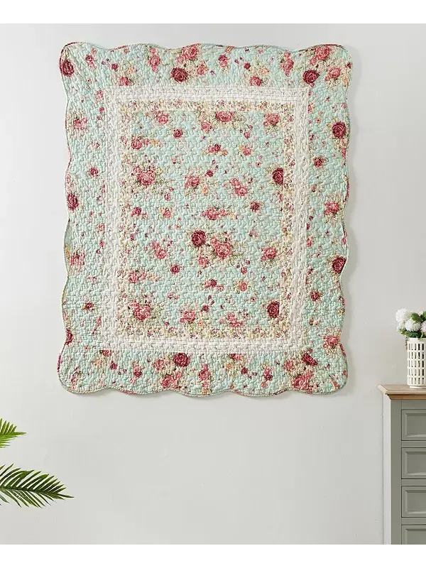Плед «Античная роза», 100% хлопок, двусторонний, 50 x 60 дюймов Greenland Home Fashions — изображение 2 из 3, синий