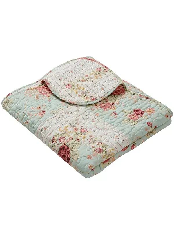 Плед «Античная роза», 100% хлопок, двусторонний, 50 x 60 дюймов Greenland Home Fashions — изображение 3 из 3, синий