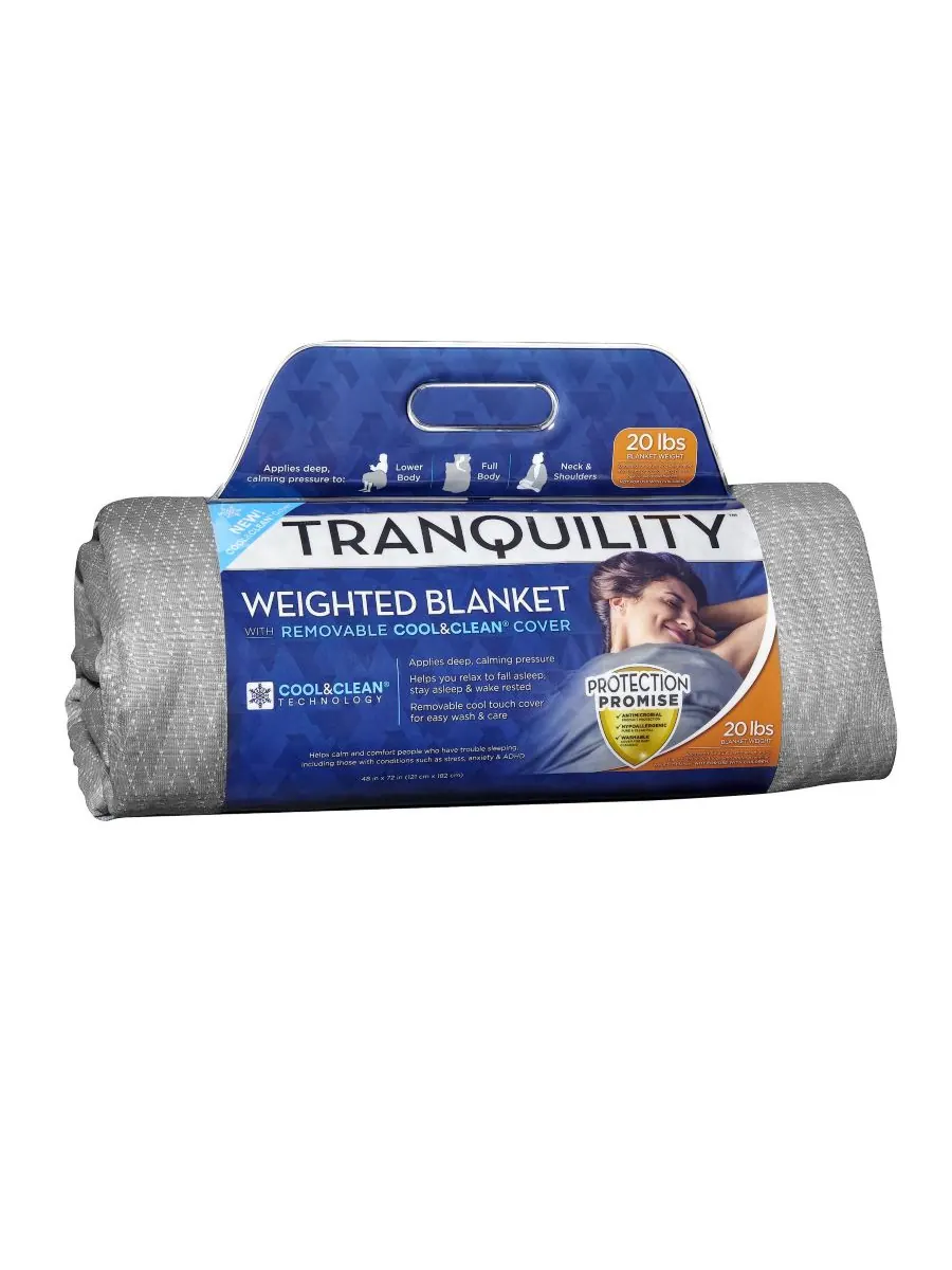 Охлаждающий утяжеленный плед, 9 кг, 122 см x 183 см Tranquility — изображение 4 из 4, серый
