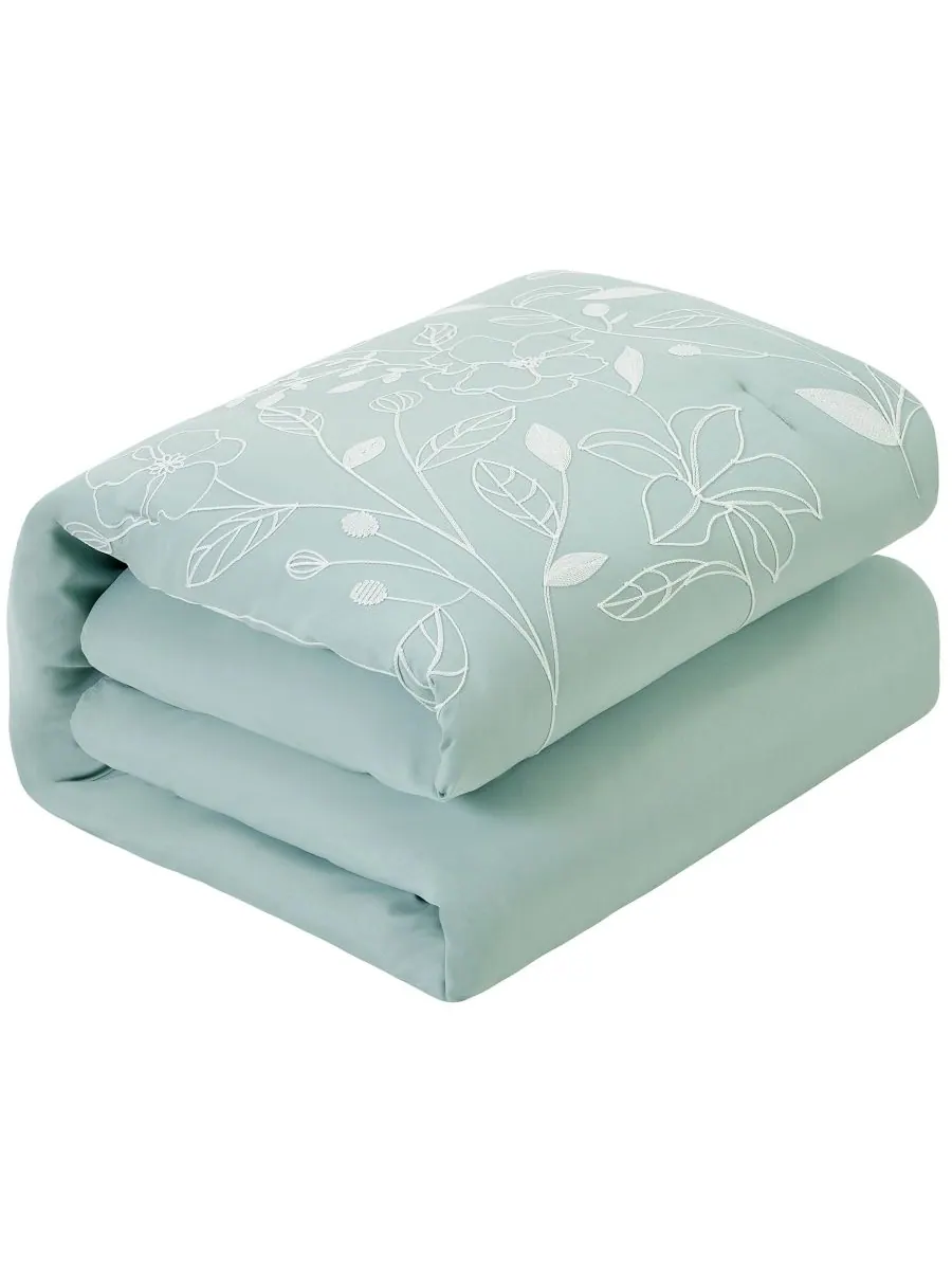 Комплект постельного белья Safina Floral из 7 предметов, размер King Stratford Park — изображение 2 из 10, зеленый