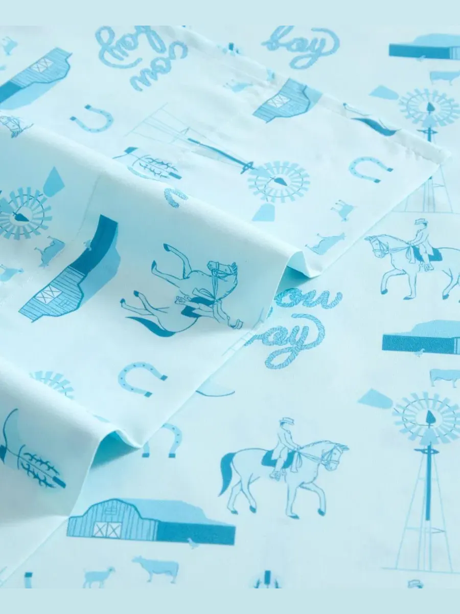 Комплект постельного белья из микрофибры с принтом, 4 предмета Wrangler Kids — изображение 3 из 7, синий