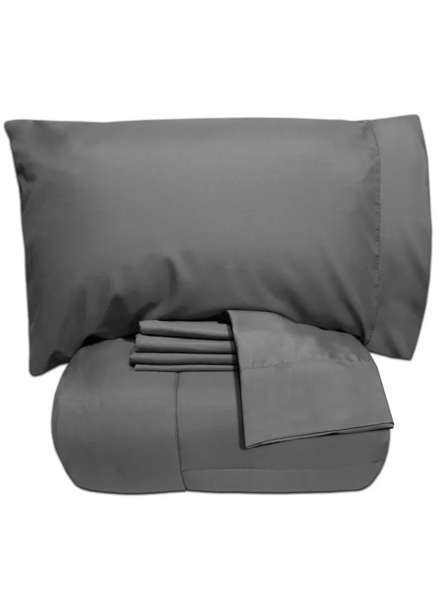 Комплект постельного белья с одеялом 7 предметов, Twin/Twin XL Sweet Home Collection — изображение 2 из 3, серый