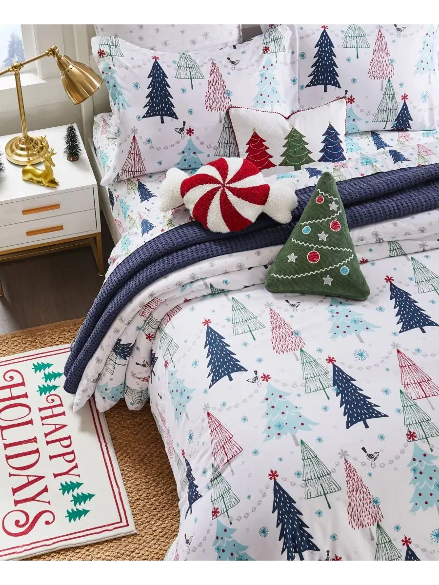 Комплект пододеяльников с простыней Merry Bright White Pine Levtex Home — изображение 3 из 5, синий