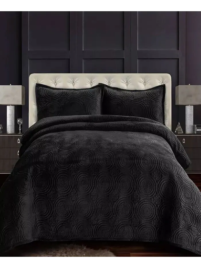 Комплект одеял большого размера из бархата Capri Medallion Tribeca Living — изображение 1 из 2, серый