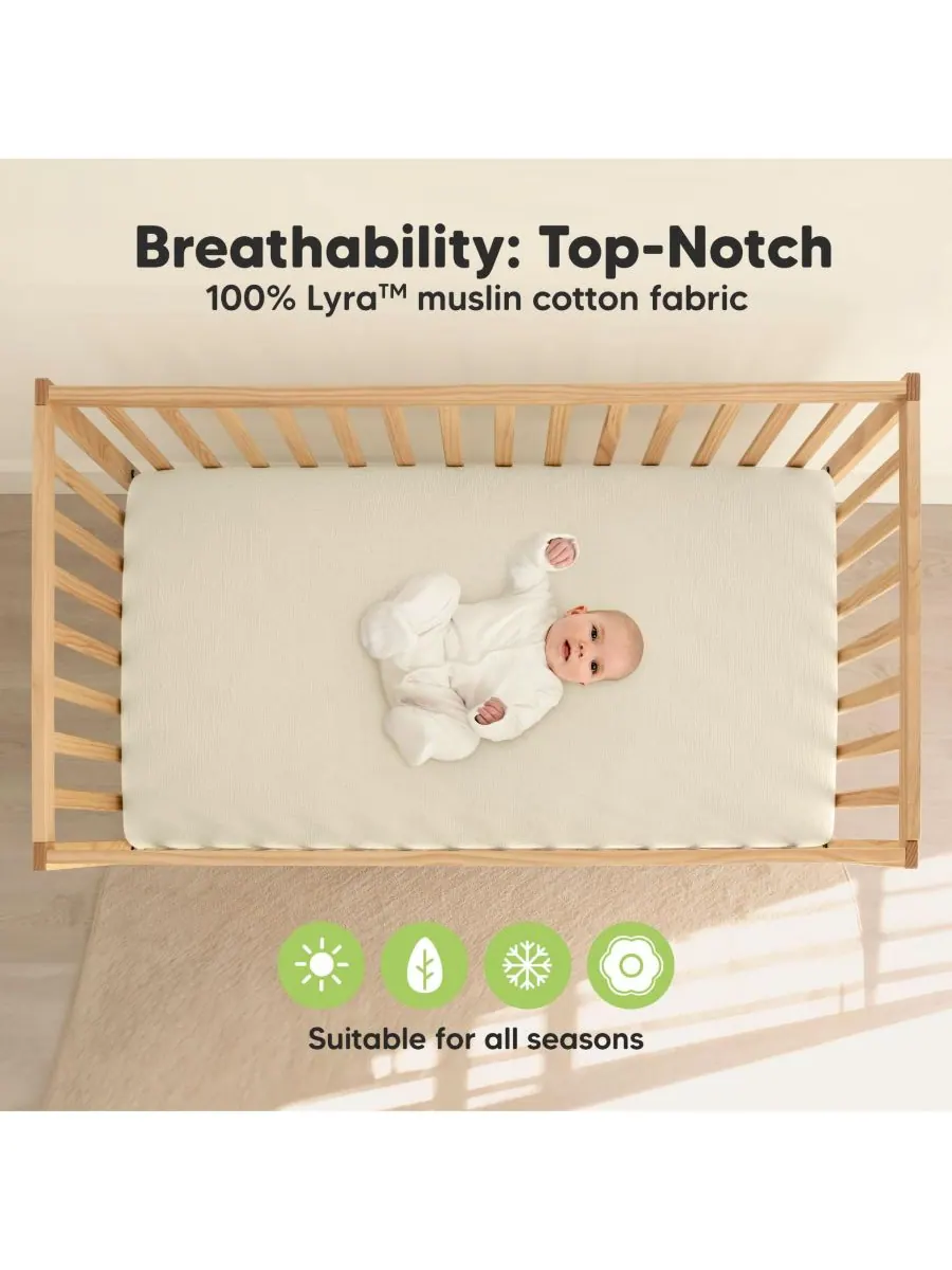 Комплект из 2 хлопковых простыней Lyra Muslin для детской кроватки (мальчики и девочки), размер — изображение 3 из 9, серый