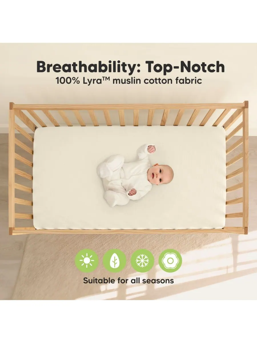 Комплект из 2 хлопковых простыней Lyra Muslin для детской кроватки (мальчики и девочки), размер — изображение 3 из 9