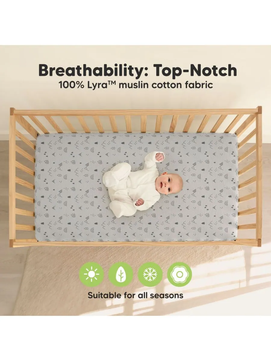 Комплект из 2 хлопковых простыней Lyra Muslin для детской кроватки (мальчики и девочки), размер — изображение 3 из 9