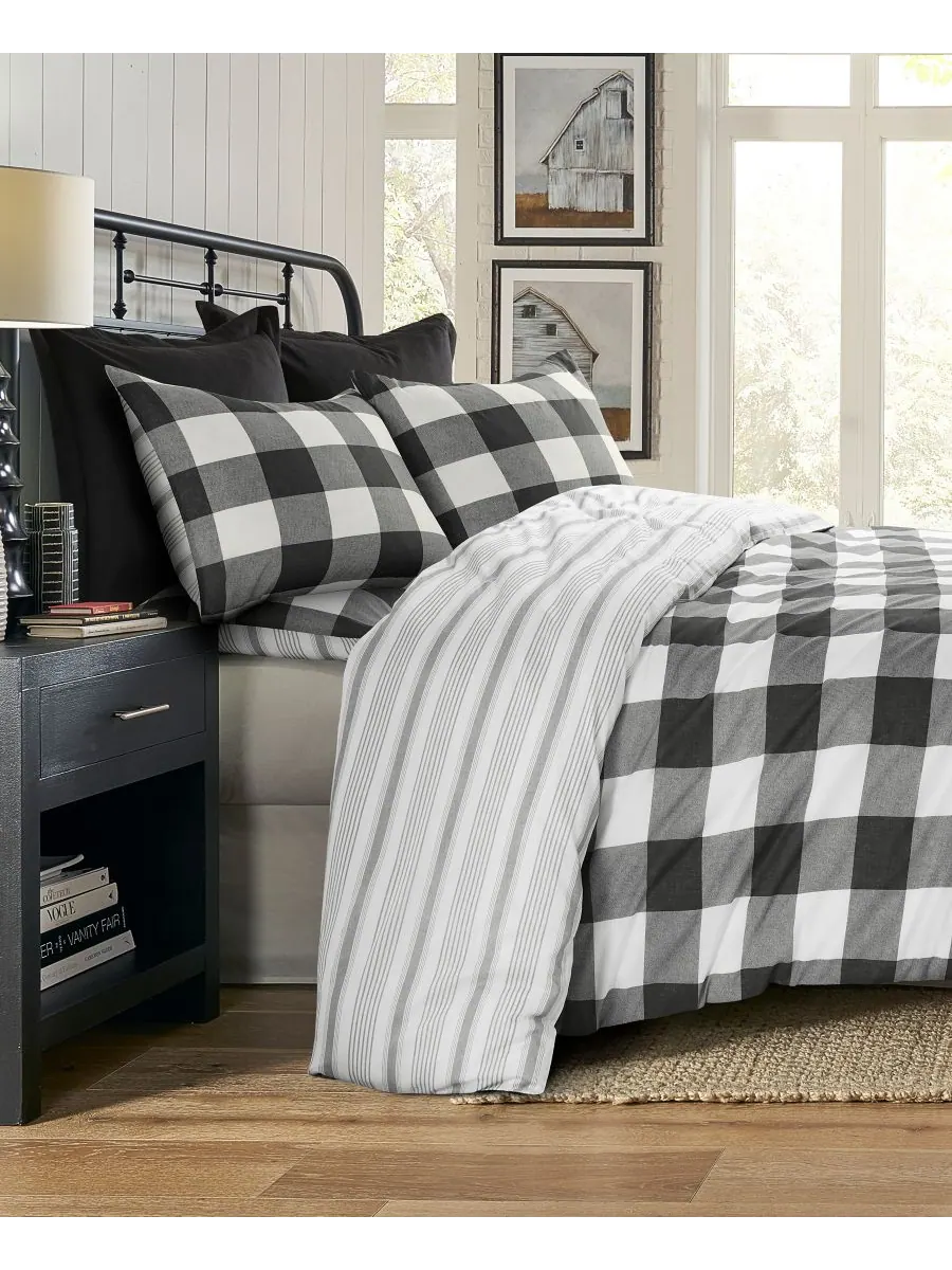 Комплект постельного белья camden buffalo check, 3 предмета, размер full/queen. Levtex — изображение 2 из 3, черный