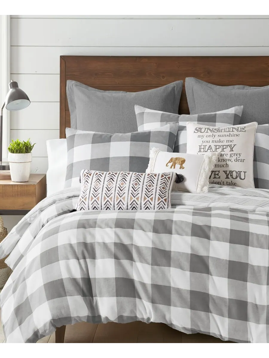 Комплект постельного белья camden buffalo check, 3 предмета, размер full/queen. Levtex — изображение 1 из 3, серый