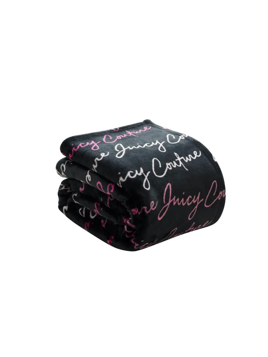 Большой плед из плюша с принтом, 152 x 178 см Juicy Couture — изображение 6 из 7, черный