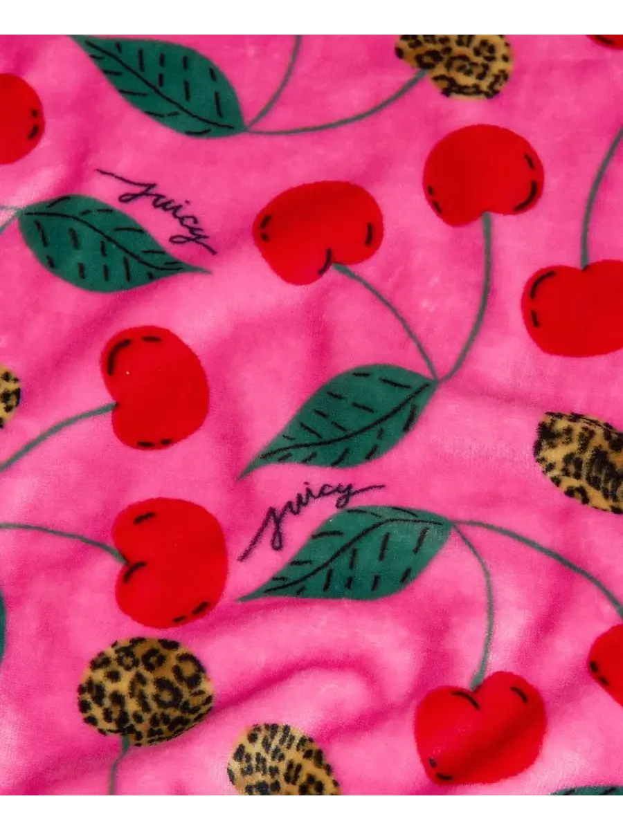 Большой плед из плюша с принтом, 152 x 178 см Juicy Couture — изображение 4 из 7, розовый/вишневый