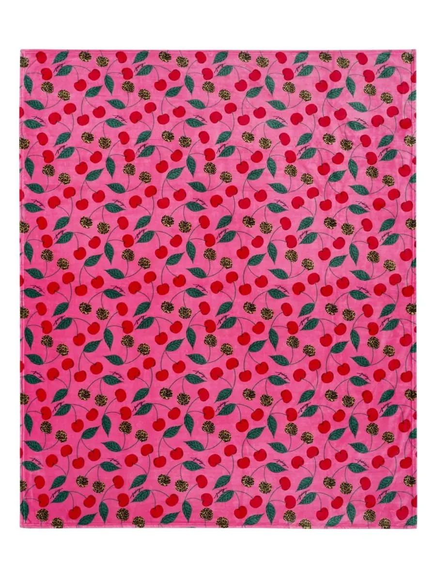 Большой плед из плюша с принтом, 152 x 178 см Juicy Couture — изображение 6 из 7, розовый/вишневый