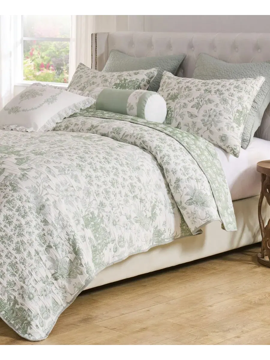 Покрывало с наволочками 2-предметный набор, Twin/Twin XL, Patchwork Toile Greenland Home Fashions — изображение 2 из 6