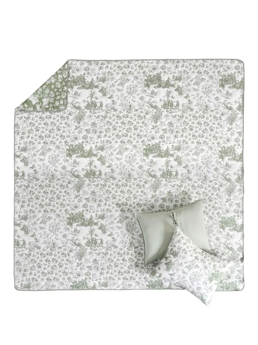 Покрывало с наволочками 2-предметный набор, Twin/Twin XL, Patchwork Toile Greenland Home Fashions — изображение 3 из 6