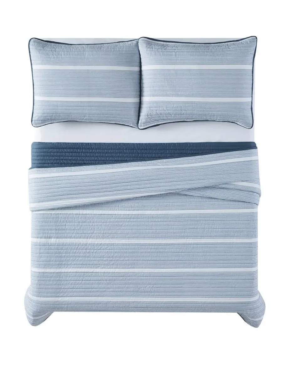 Комплект постельного белья Niari Yarn Dye Stripe из 2 предметов, размер Twin Brooklyn Loom — изображение 3 из 5, синий
