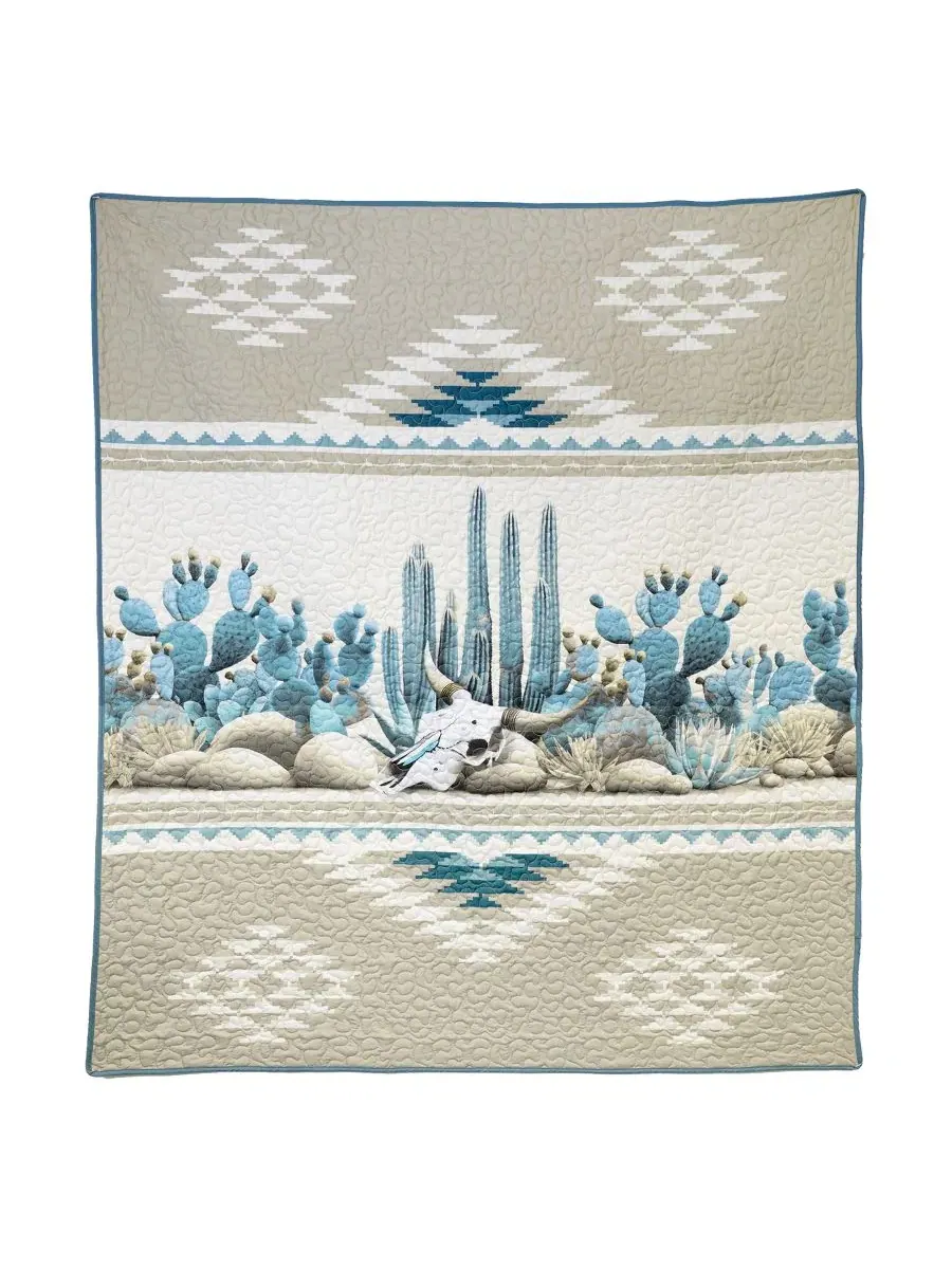 Плед с принтом Cacti Reversible Throw Donna Sharp — изображение 3 из 4, синий
