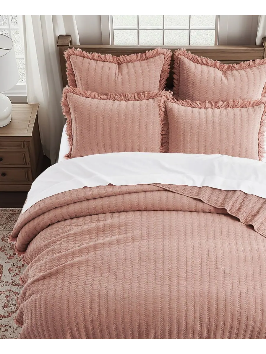 Комплект постельного белья Wilhemina Stone Washed, 2 предмета, размер Twin/Twin XL Levtex — изображение 3 из 5, розовый
