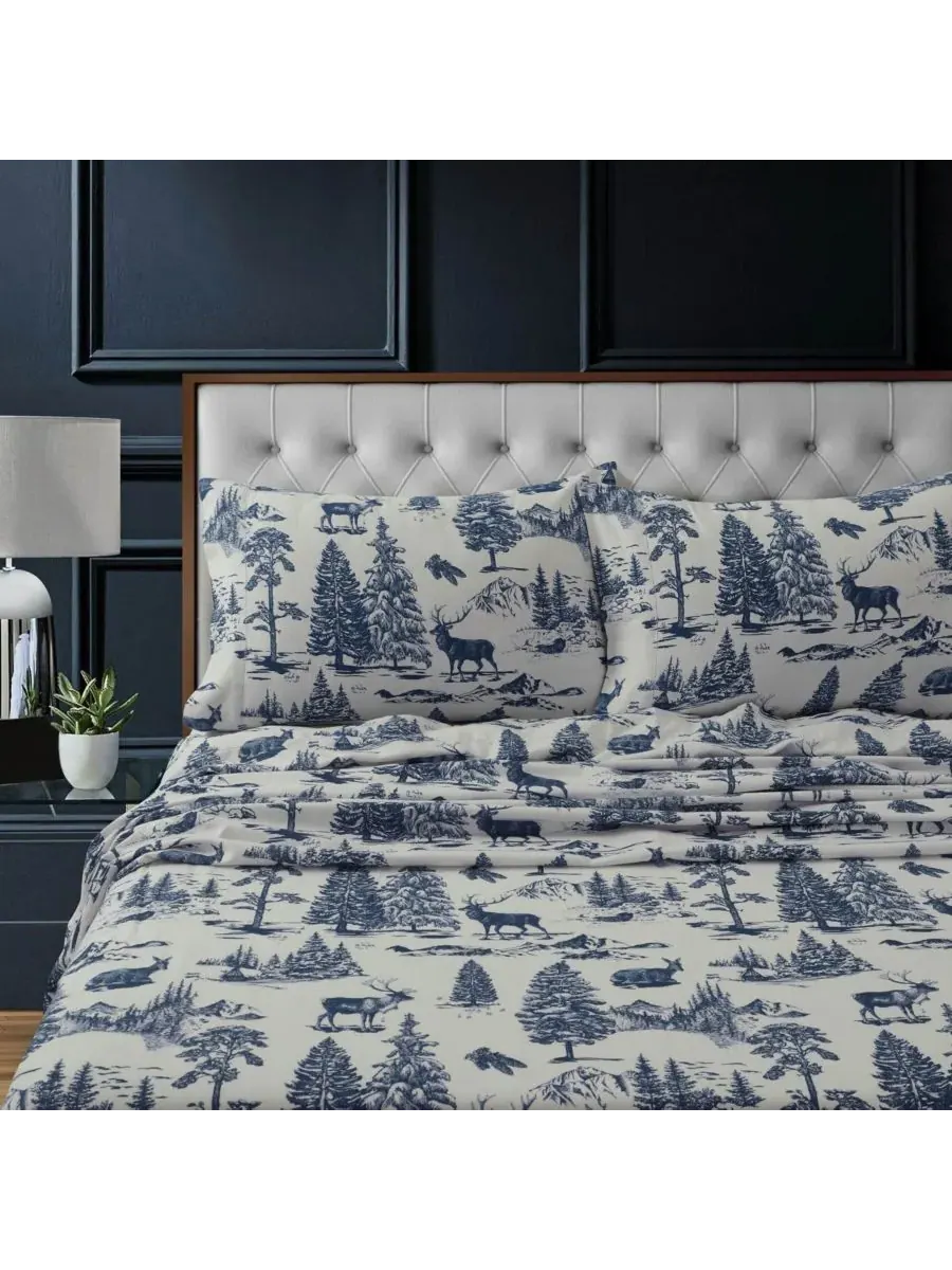 Комплект постельного белья Mountain Toile из плотной фланели с очень глубокими карманами, размер — изображение 1 из 7