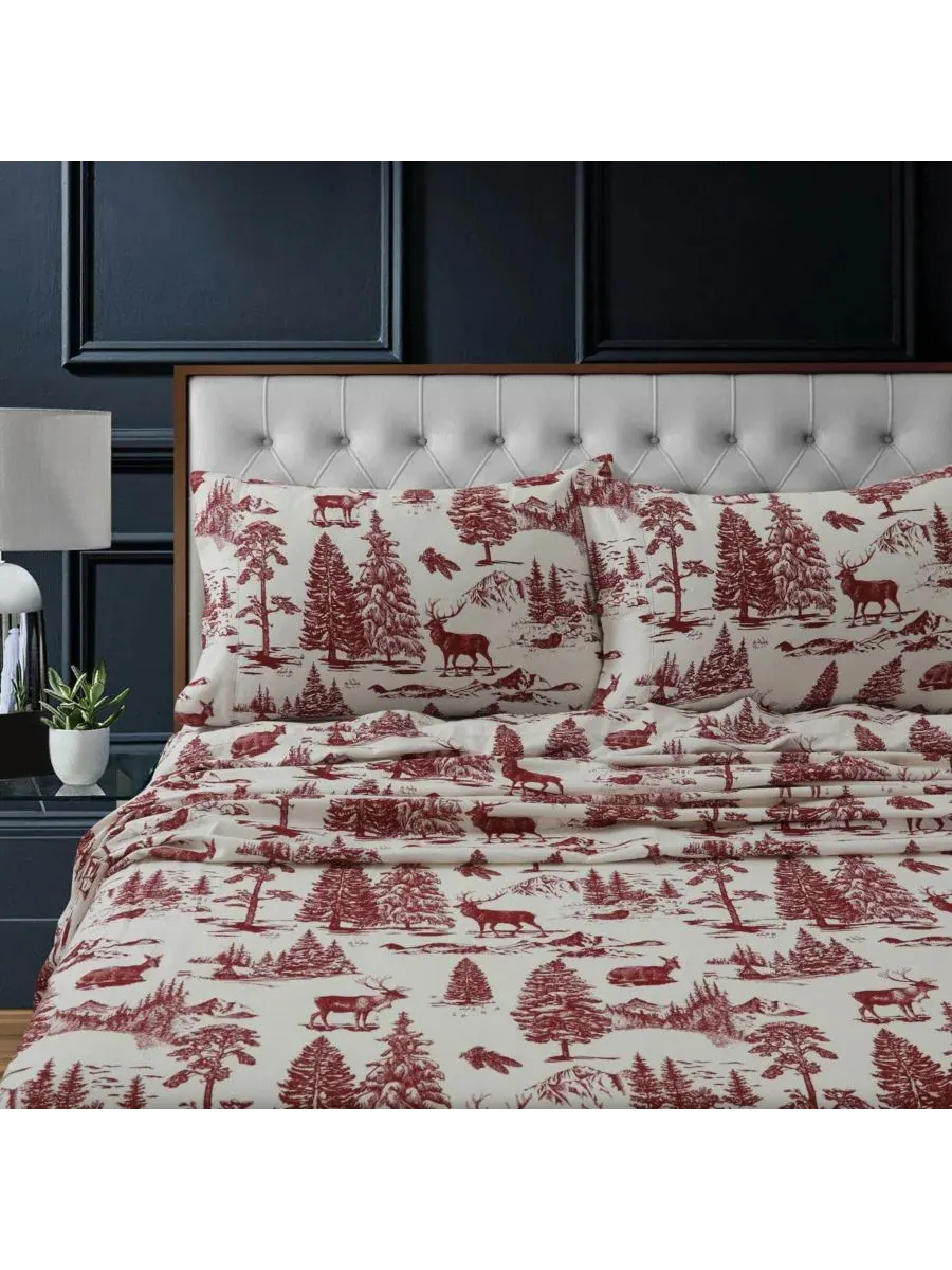 Комплект постельного белья Mountain Toile из плотной фланели с очень глубокими карманами, размер