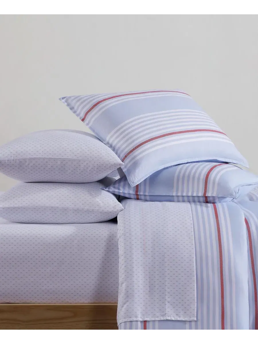 7-предметный комплект постельного белья Lido Stripe Washed Microfiber Tommy Hilfiger — изображение 4 из 8, светлый синий