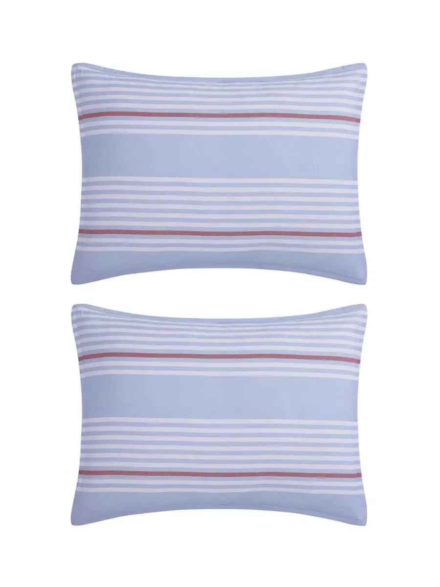 7-предметный комплект постельного белья Lido Stripe Washed Microfiber Tommy Hilfiger — изображение 8 из 8, светлый синий