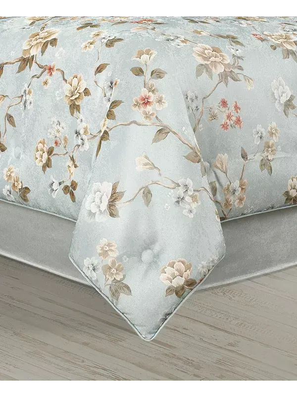 Комплект постельного белья Prestige Floral, размер Queen, 4 предмета J Queen New York — изображение 2 из 4, голубой