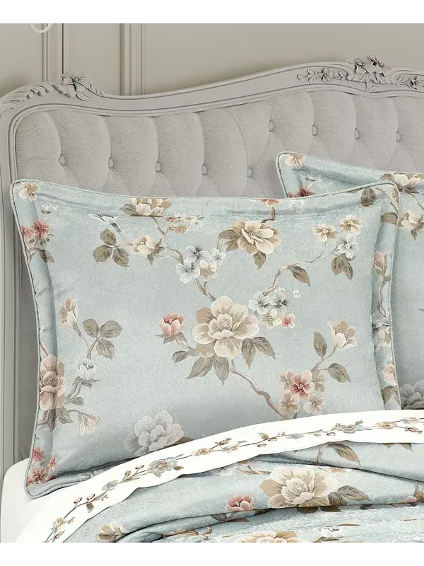 Комплект постельного белья Prestige Floral, размер Queen, 4 предмета J Queen New York — изображение 3 из 4, голубой
