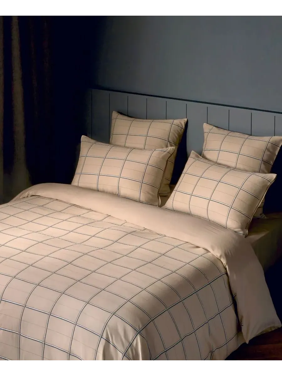 Комплект постельного белья Boss Home by Hugo Boss в клетку, бежевый, размер Full/Queen — изображение 1 из 5