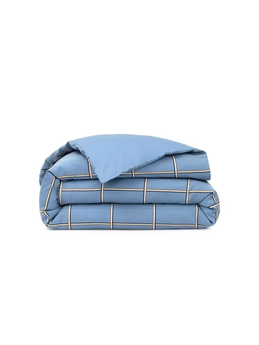 Комплект постельного белья Boss Home by Hugo Boss в клетку, Horizon, размер Full/Queen — изображение 2 из 5, голубой