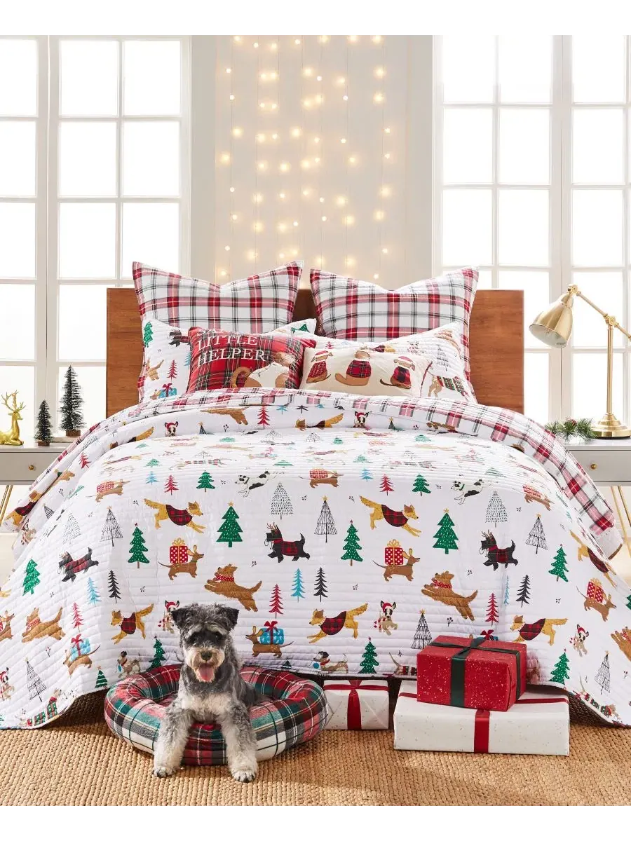 Стеганое одеяло Jingle Paws Reversible 3-Pc. Quilt Set, Full/Queen Levtex Home
