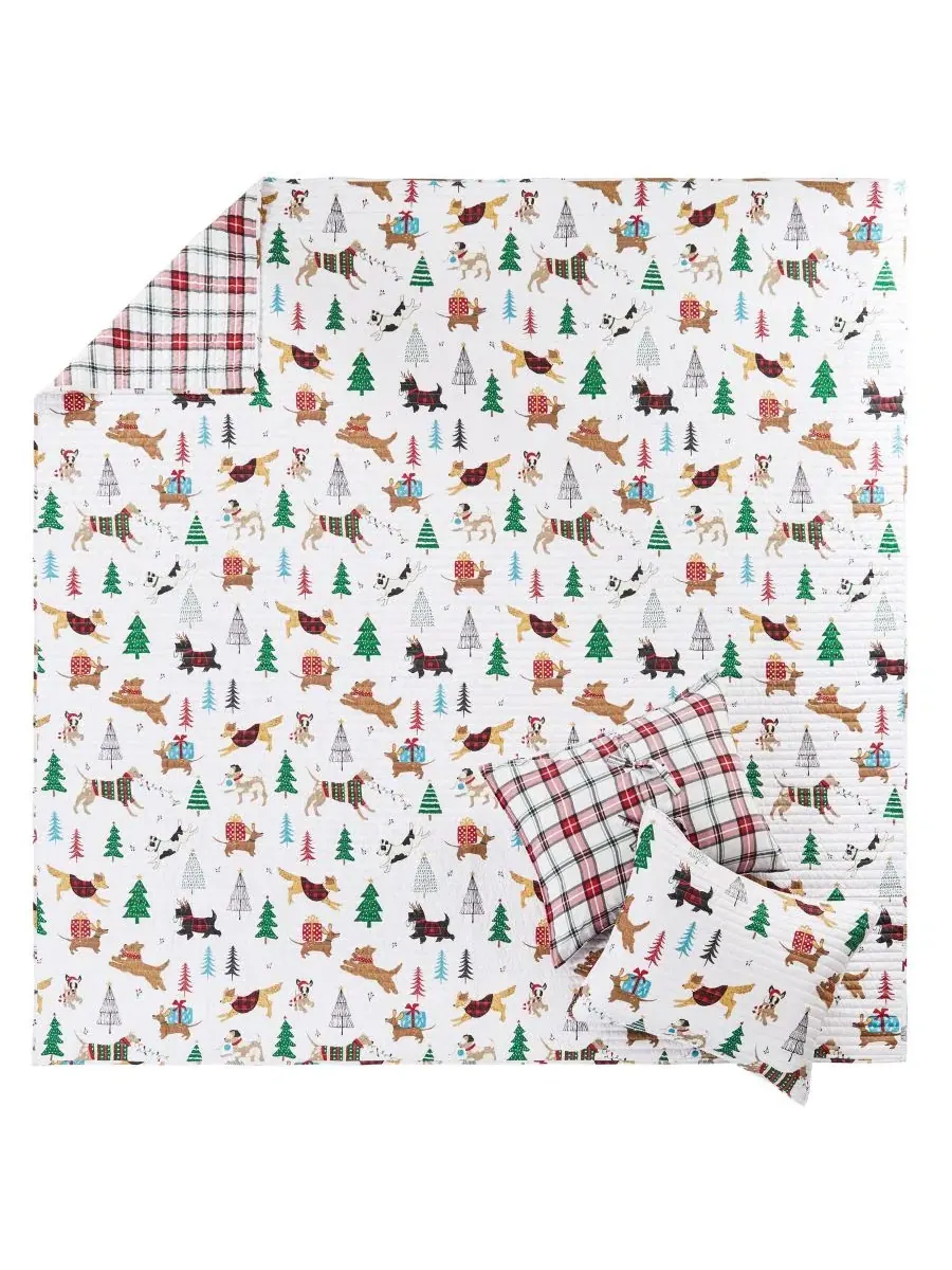 Стеганое одеяло Jingle Paws Reversible 3-Pc. Quilt Set, Full/Queen Levtex Home — изображение 3 из 6, мульти