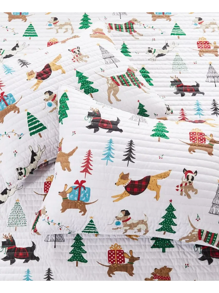 Стеганое одеяло Jingle Paws Reversible 3-Pc. Quilt Set, Full/Queen Levtex Home — изображение 4 из 6, мульти