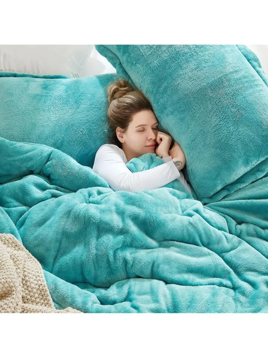 Комплект стеганого одеяла Oversized Me Sooo Comfy Coma Inducer — изображение 4 из 8, бирюзовый