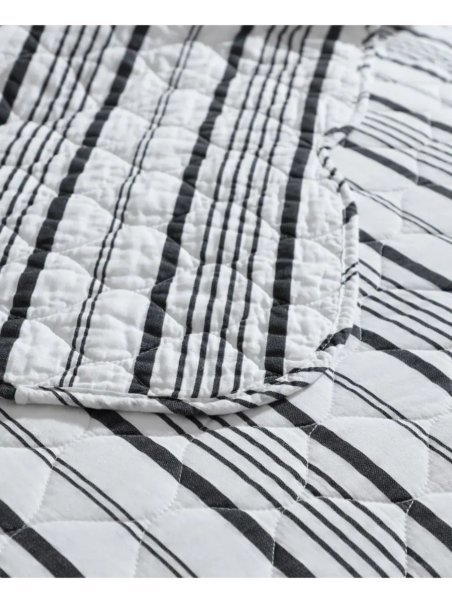 Комплект постельного белья Stripe Perfection из 3 предметов, хлопковый, размер Full/Queen Laura — изображение 5 из 8, белый