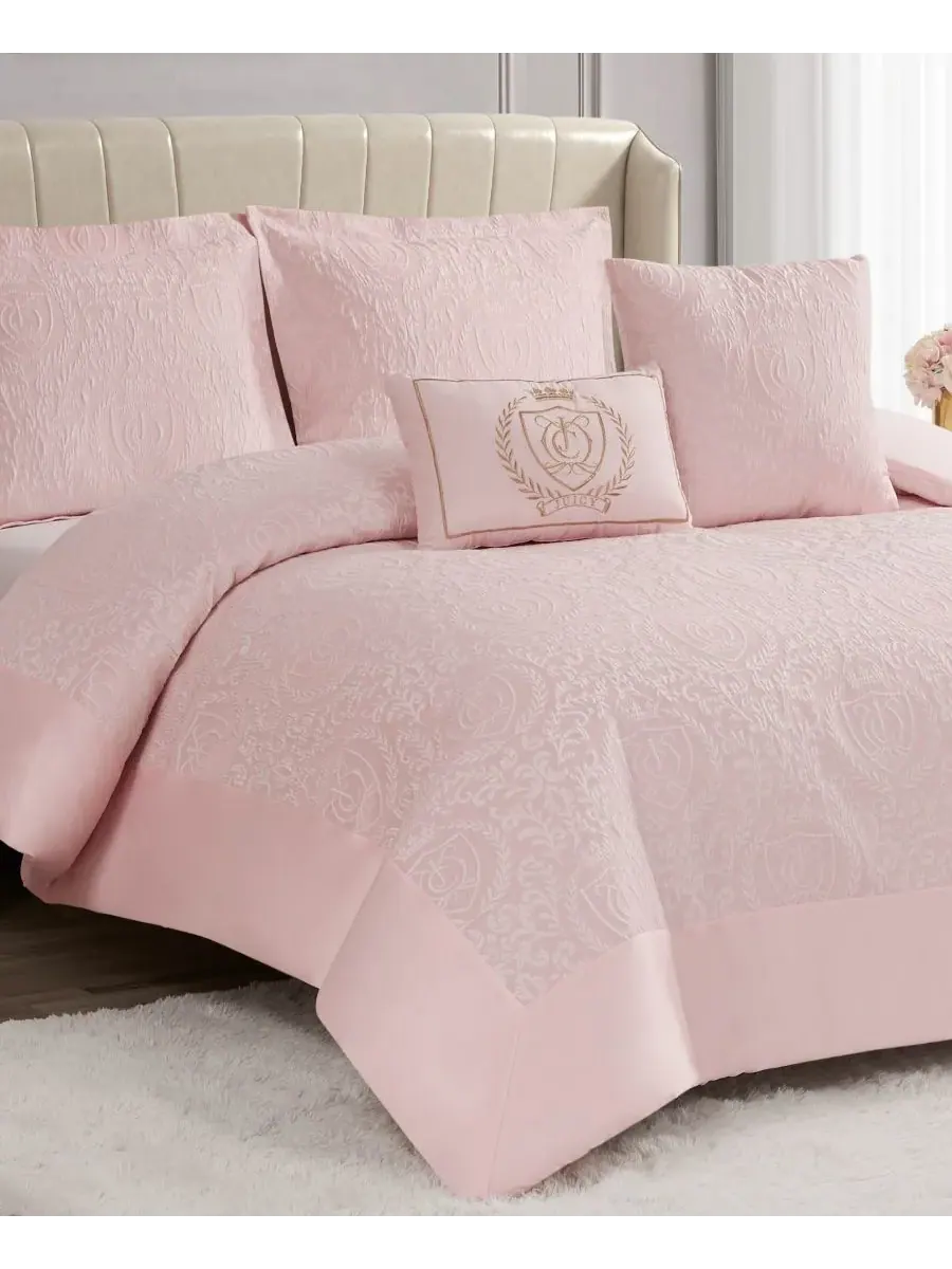Комплект постельного белья Dovona из 4 предметов, размер Twin/Twin XL Juicy Couture — изображение 3 из 7, розовый
