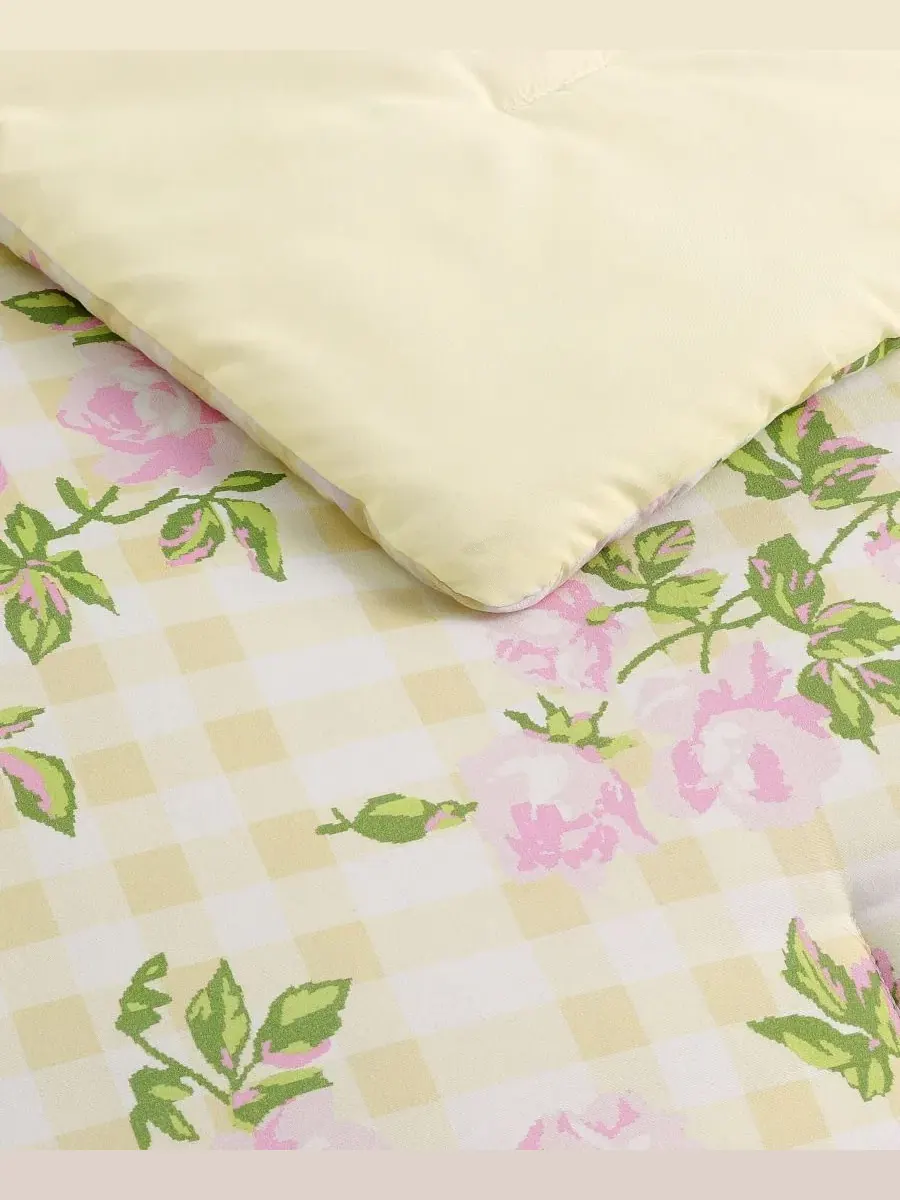 Комплект постельного белья 5 предметов с принтом Gingham Rose Betsey Johnson — изображение 6 из 12, желтый розовый
