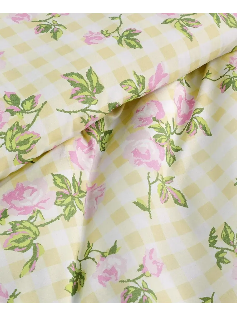 Комплект постельного белья 5 предметов с принтом Gingham Rose Betsey Johnson — изображение 8 из 12, желтый розовый