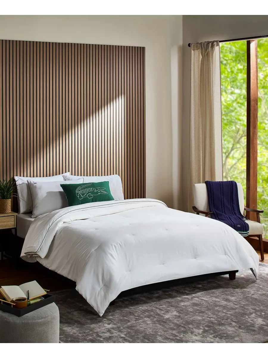 Плед из хлопка с косами, 50 x 70 дюймов Lacoste Home — изображение 3 из 4, темно-синий