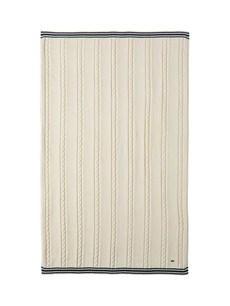 Плед из хлопка с косами, 50 x 70 дюймов Lacoste Home — изображение 2 из 4, белый