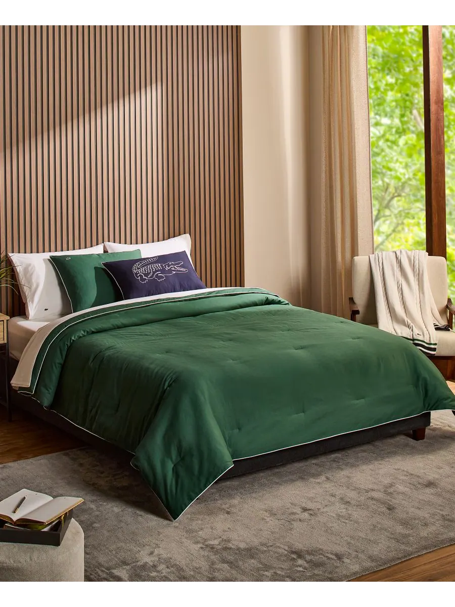 Плед из хлопка с косами, 50 x 70 дюймов Lacoste Home — изображение 3 из 4, белый