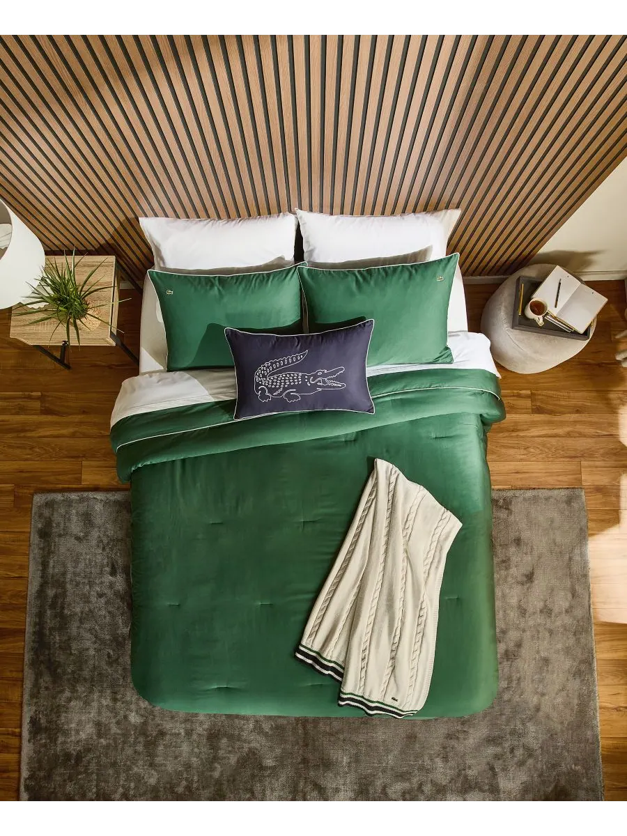 Плед из хлопка с косами, 50 x 70 дюймов Lacoste Home — изображение 4 из 4, белый