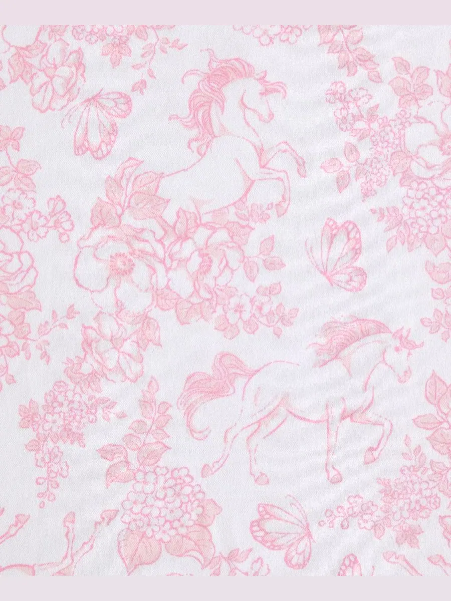 Комплект постельного белья Toile Unicorn из микрофибры, 4 предмета, Queen Laura Ashley Kids — изображение 4 из 6, розовый