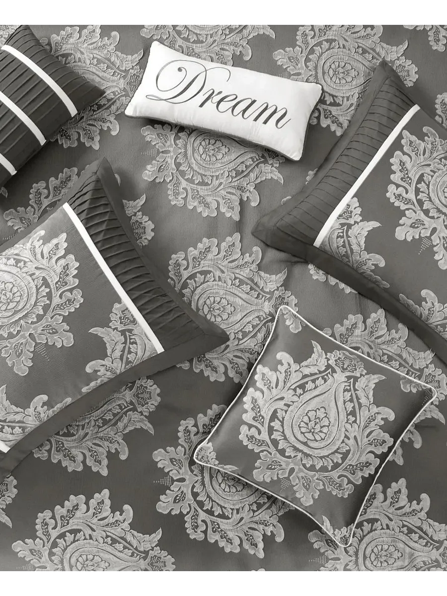 Комплект постельного белья Therese Damask из 7 предметов, размер Queen Stratford Park — изображение 4 из 4, серый