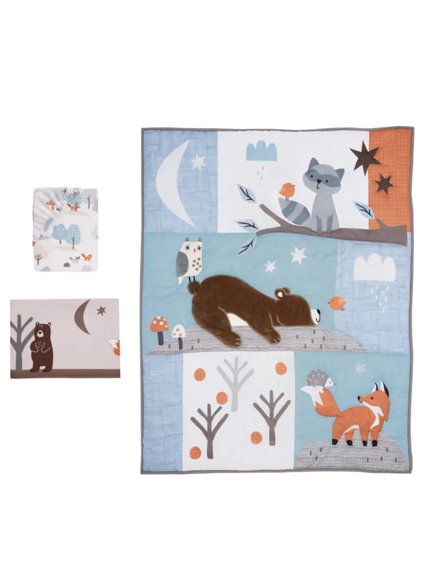 Комплект постельного белья для детской кроватки Sleepytime Bear Woodland из 3 предметов Bedtime — изображение 6 из 10, мульти